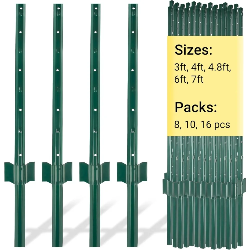 

Сверхмощные металлические U-образные стойки, зеленые с порошковым покрытием, 4 фута для ограждения из проволоки и сетки, 10 упаковок