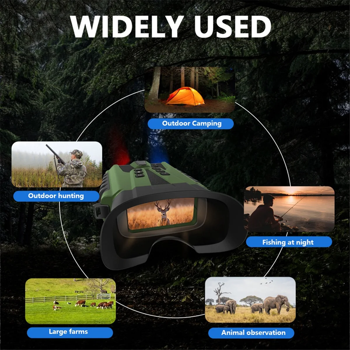

QA06R 2.5K Digital NV Binocular Outdoor Portable Digital Telescopes Full-Color Infrared Night Vision ArmyGreen