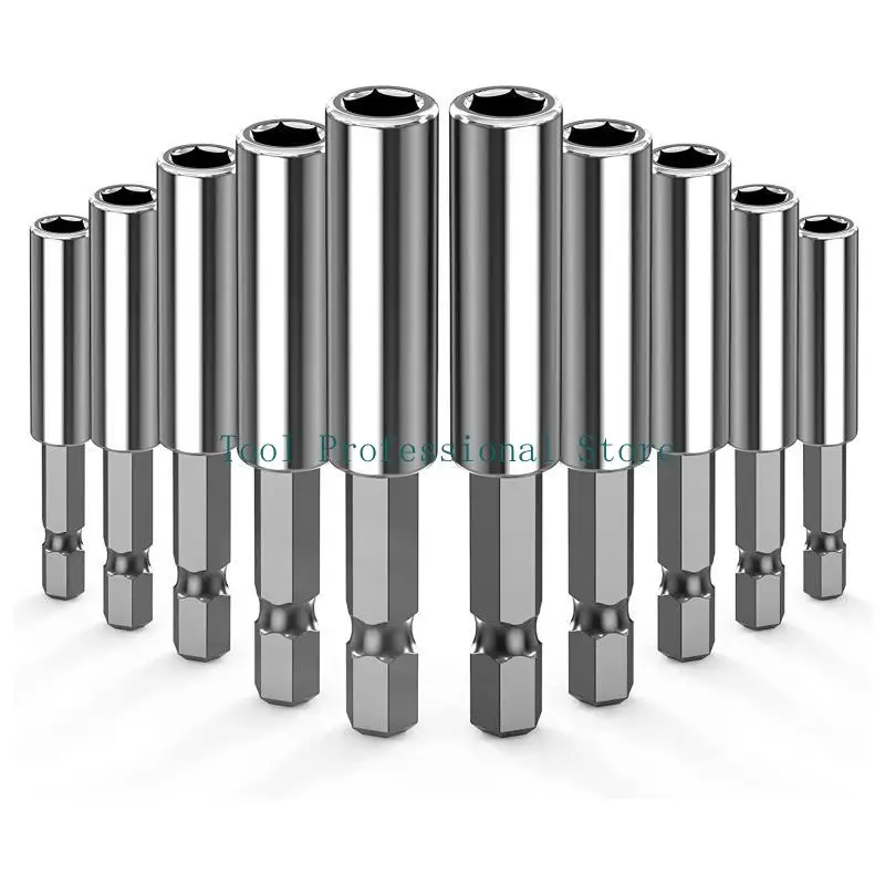 57QF 1/10x Strong Magnetic Bit Holder Durable 1/4 inch Hex Shank Bit Holder Extension Set for Power Drills and Impact Drivers