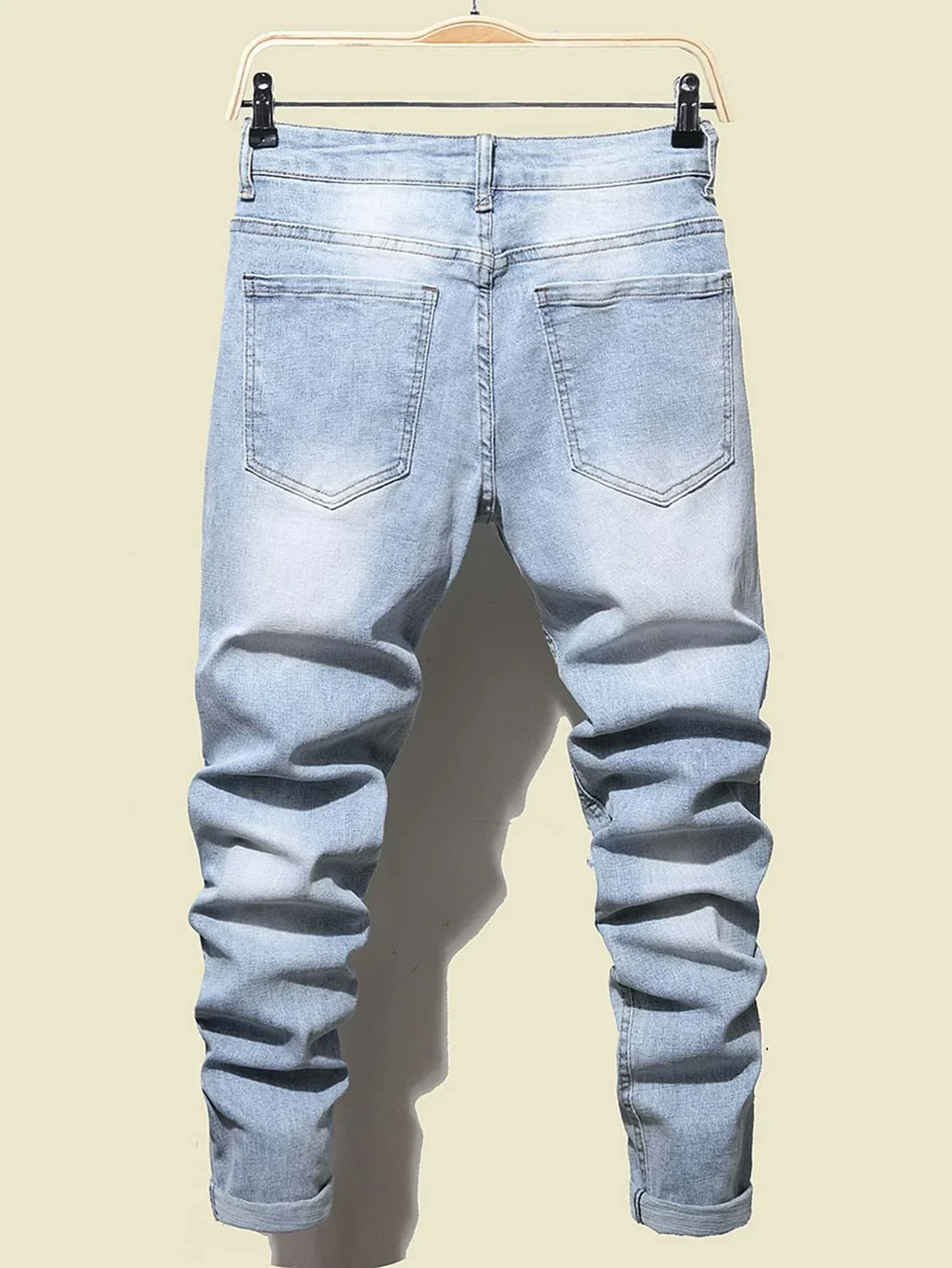 2023 Men\'s Jeans Cool Ripped Skinny Trousers Stretch Slim Denim Pants Large Size Hip Hop Black Blue Casual Jogging Jeans for Men