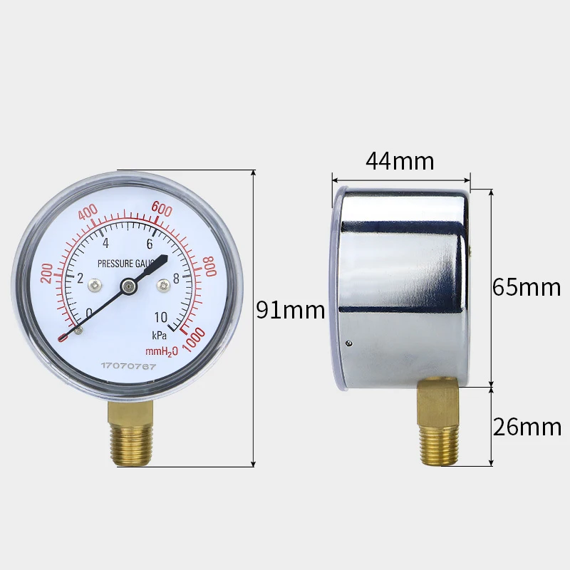 

YE-60 Micro Negative Pressure Vacuum Gauge Gas Natural KPa Stainless Steel Diaphragm Pressure Gauge