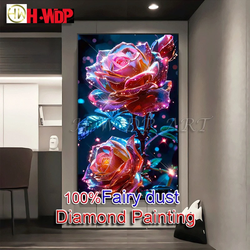 

Rose 100% AB Diamond Painting Full Square Diamond Embroidery Crafts Cross Stitch Crystal Diamond Art Full Fairy Dust Home Decor