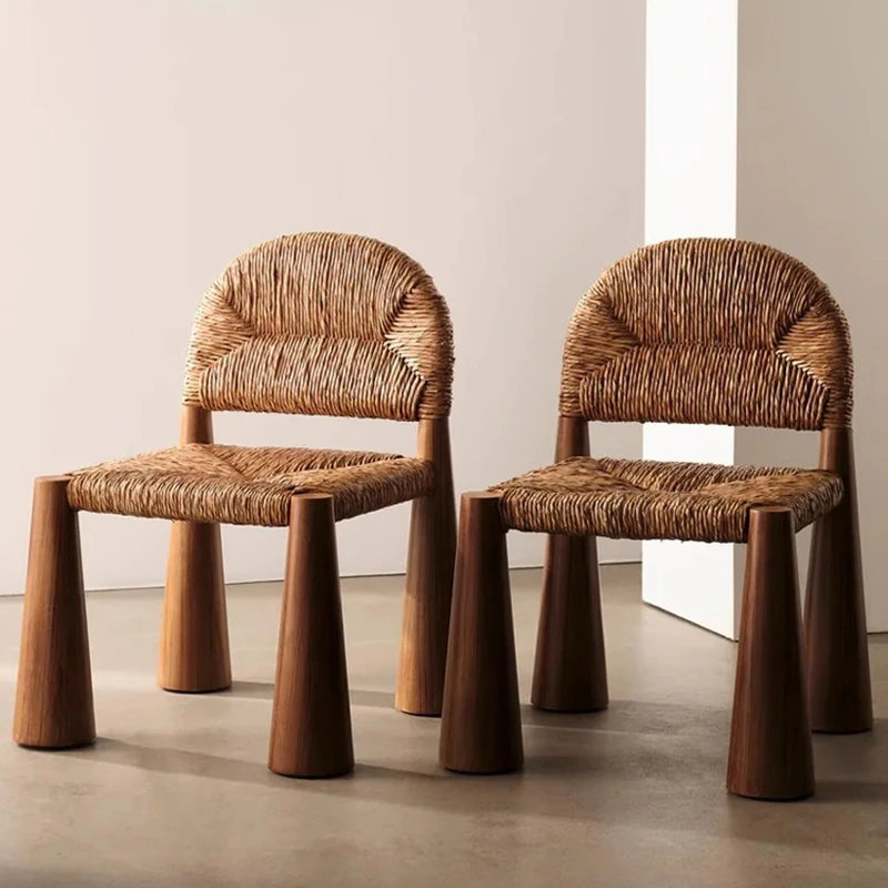 

Solid Wood Sphinged/Kraft Paper Woven Dining Chair Designer Retro Restaurant Dining Chair Sillas De Comedor Home Furniture WKDC