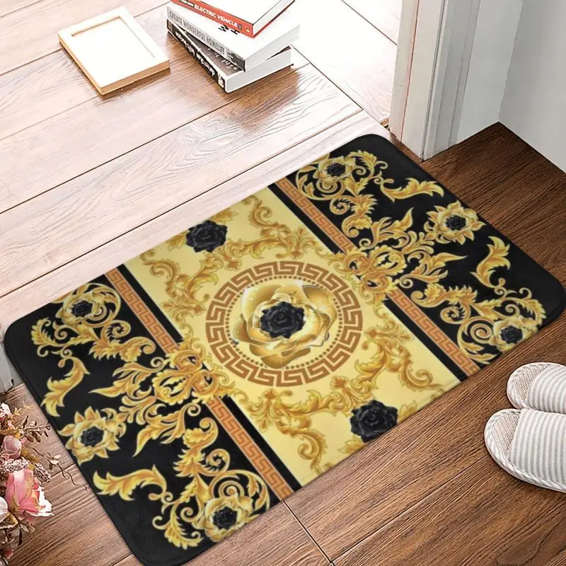 Custom Renaissance Baroque Floral Doormat Anti-Slip Entrance Kitchen Bath Floor Door Mat European Art Garden Carpet Rug