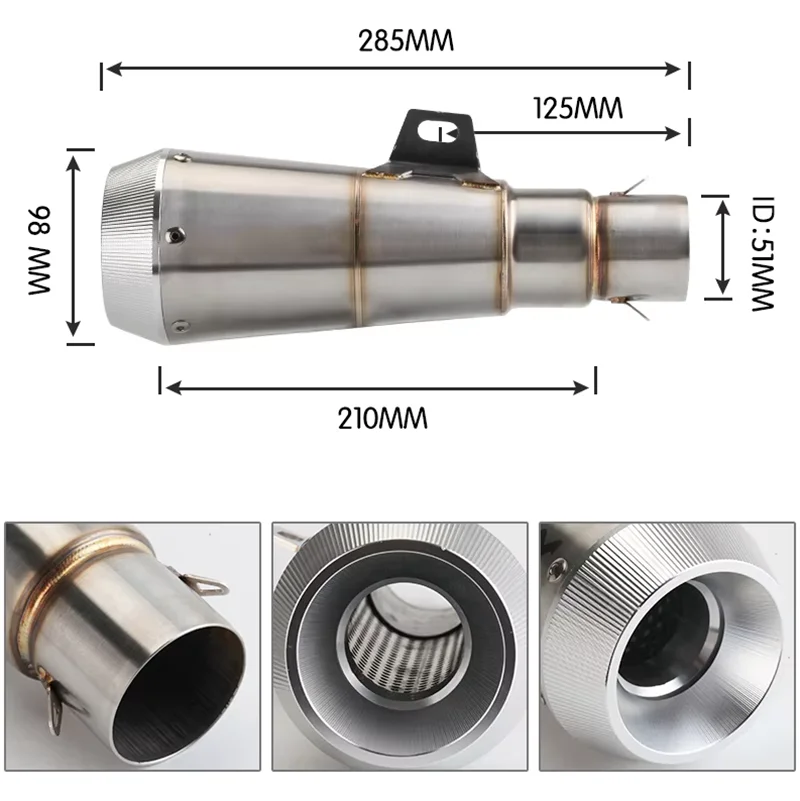 51mm Universal Motorcycle Exhaust Pipe Escape Moto Modified Cnc Gp-Project Suitable for Cbr650R Z800 Z900 Z1000 Ninj 3