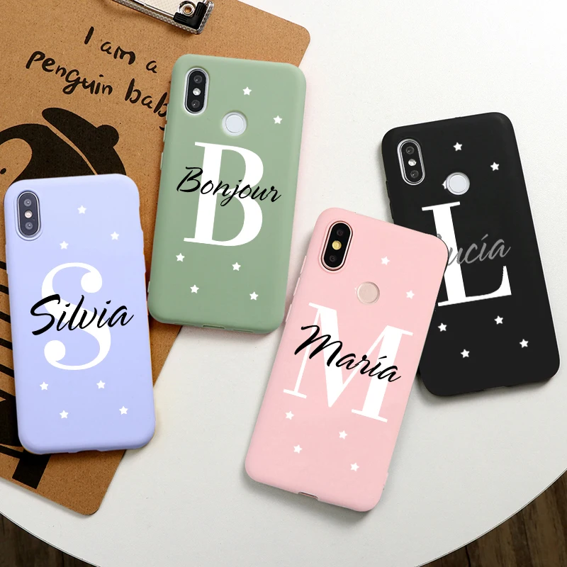 Personalise Letters Name Star Silicone Case For Samsung galaxy A52s A13 A33 A53 5G 4G S24 S23 S22 S21 S20 FE Ultra Plus