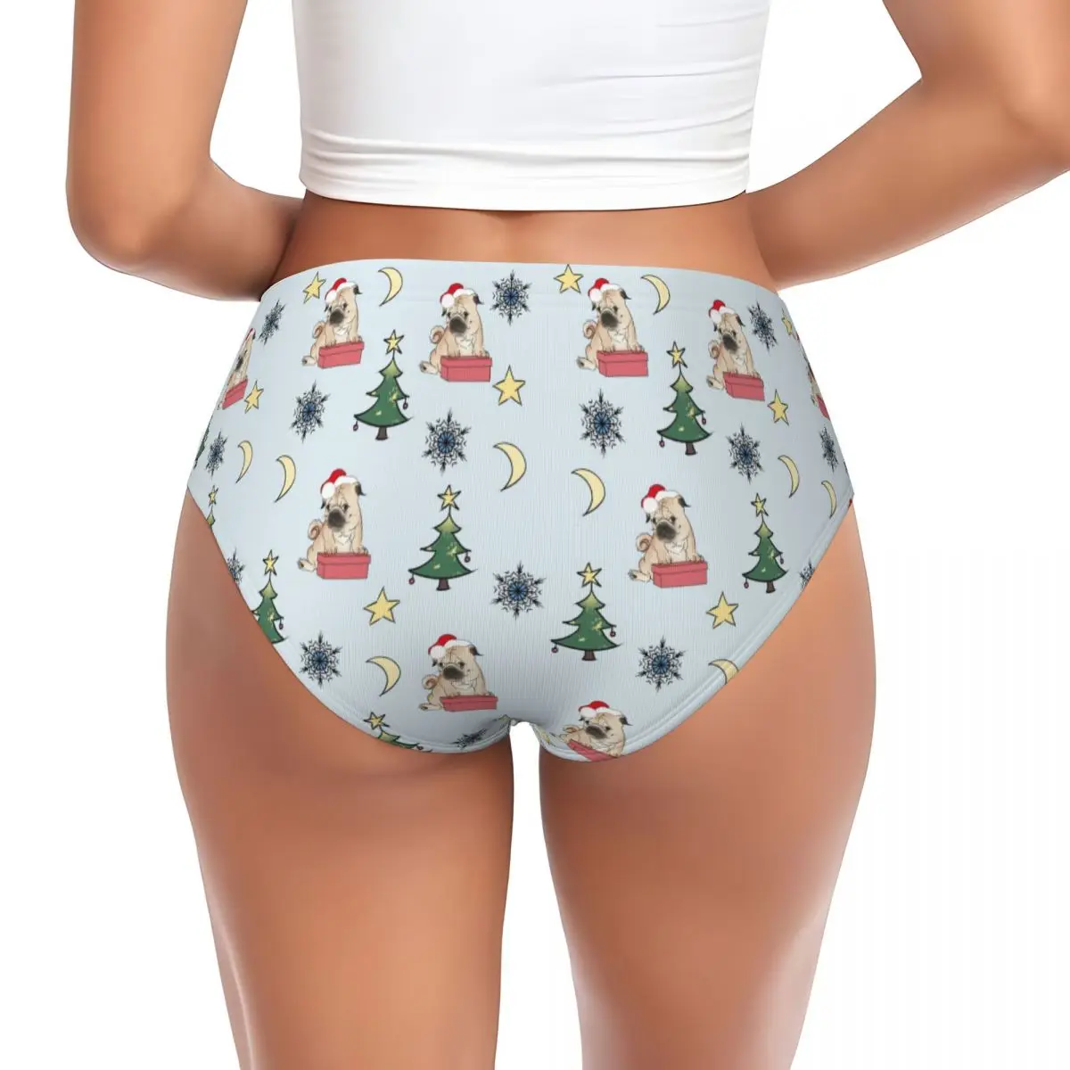 Custom French Bulldog Christmas Wallpaper Brief Panties Women Comfort Stretch Underwear