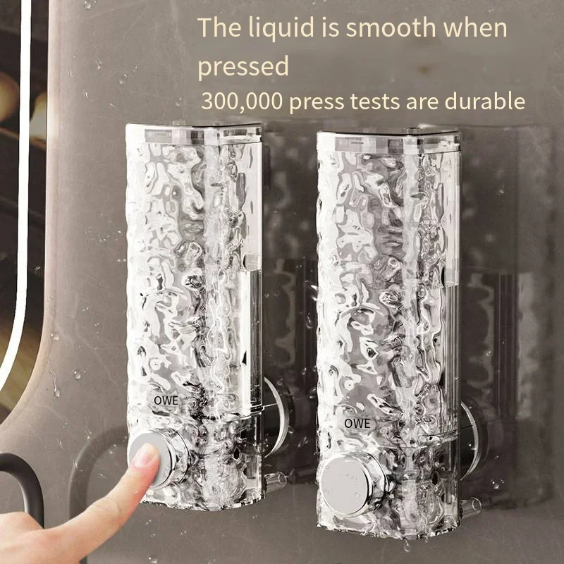 Wall Mounted Soap Dispenser Manual Push Foam Liquid Hand Sanitizer Bottle Bathroom Kitchen Hotel Suction Cup No Drill Refillable