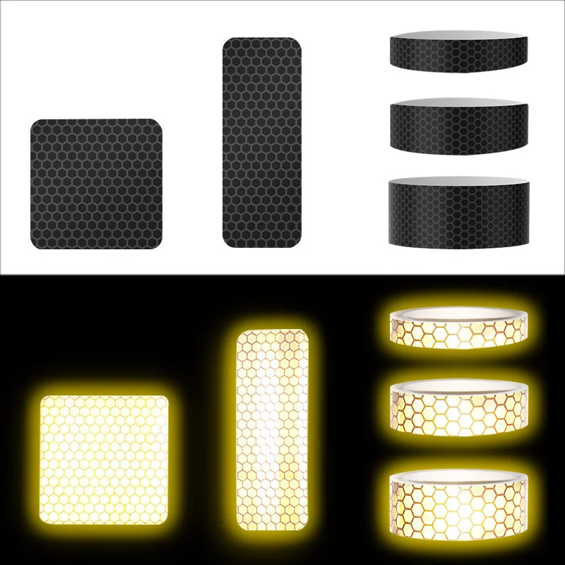 Car Styling Black Reflective Safety Mark Warning Tape Wheel Hub Stickers Strips Body Decorative Decals for Motorcycle Bicycle