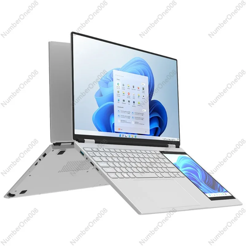 Novo Laptop Dobrável de 15.6 Polegadas com Tela Dupla 2026, N95 (Até 3.4GHz), 16GB RAM, 1TB SSD, Tela Sensível ao Toque 2K