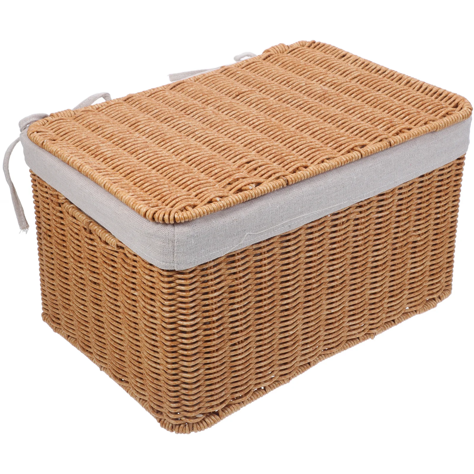 

1pcs Small Wicker Basket Rectangle Seagrass Storage Bin With Lid For Clothes Towels Laundry Home Decor Woven Organizer Bins