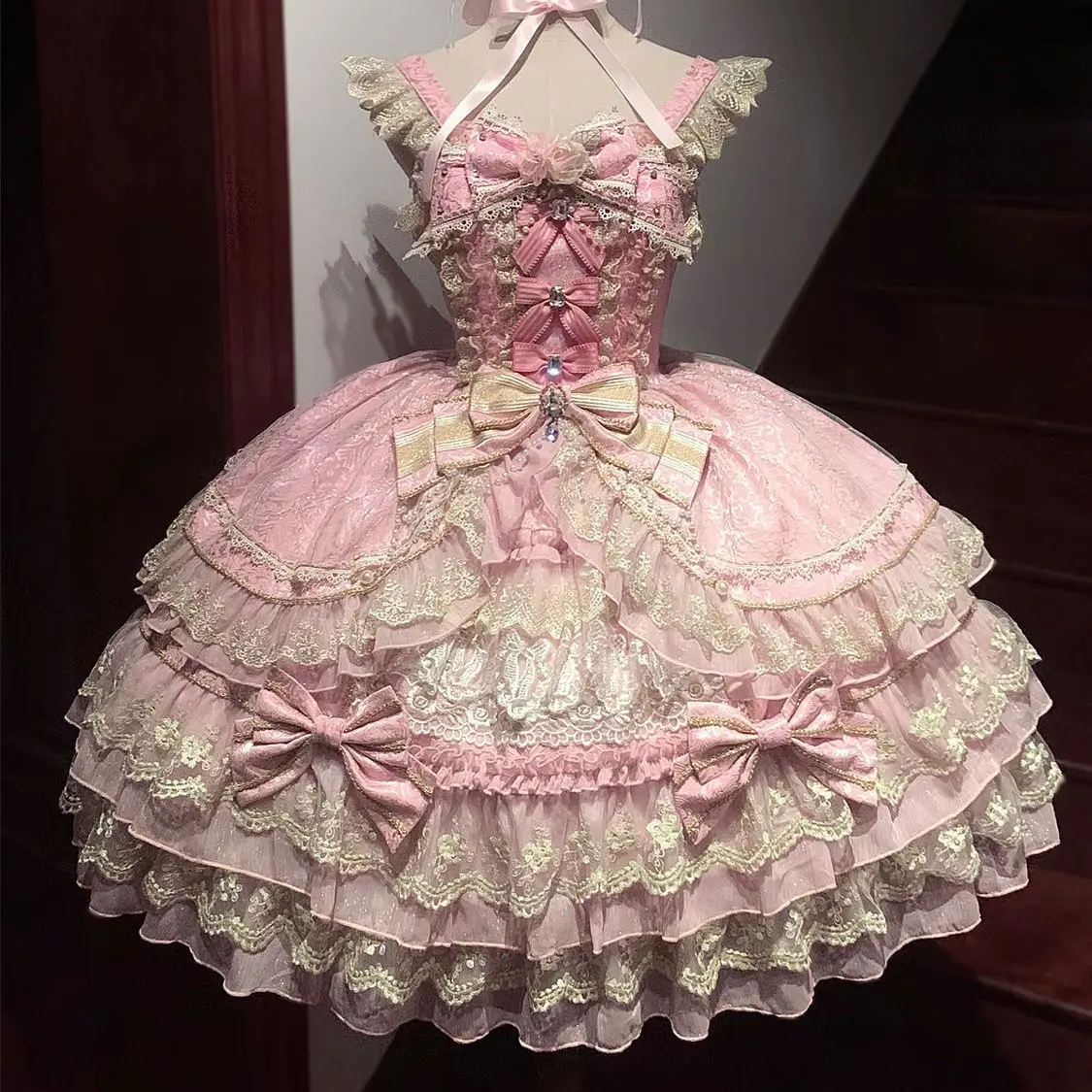 

Victorian Gothic Dress Women Luxury Elegant Lolita Lace Ruffles Bow Wedding Y2k Dress Japanese Vintage Princess Party Dresses
