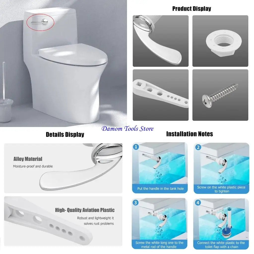 

57BE Universal Alloy Toilet Handle Replacement Side Mount or Front Mount