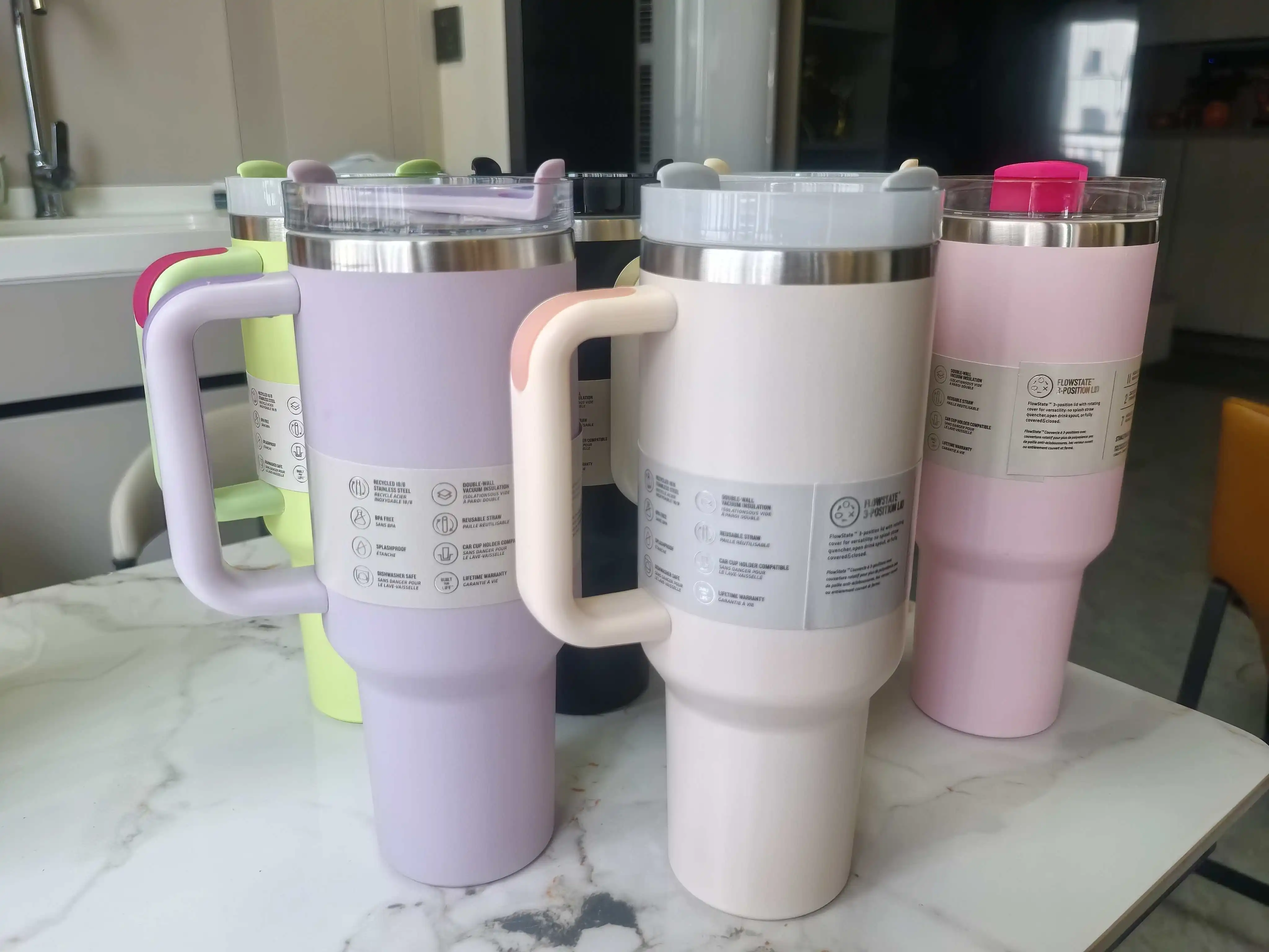 كوب معزول مفرغ 40 أونصة، ترمس مزدوج الجدران، زجاجة مياه للسيارة من الفولاذ المقاوم للصدأ، مناسبة للمشروبات الساخنة والباردة #6