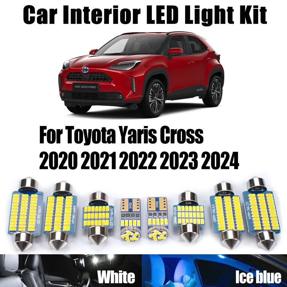 

11Pcs Canbus LED Interior Reading Dome Trunk Number Plate Light Kit For Toyota Yaris Cross 2020 2021 2022 2023 2024 Car Bulbs