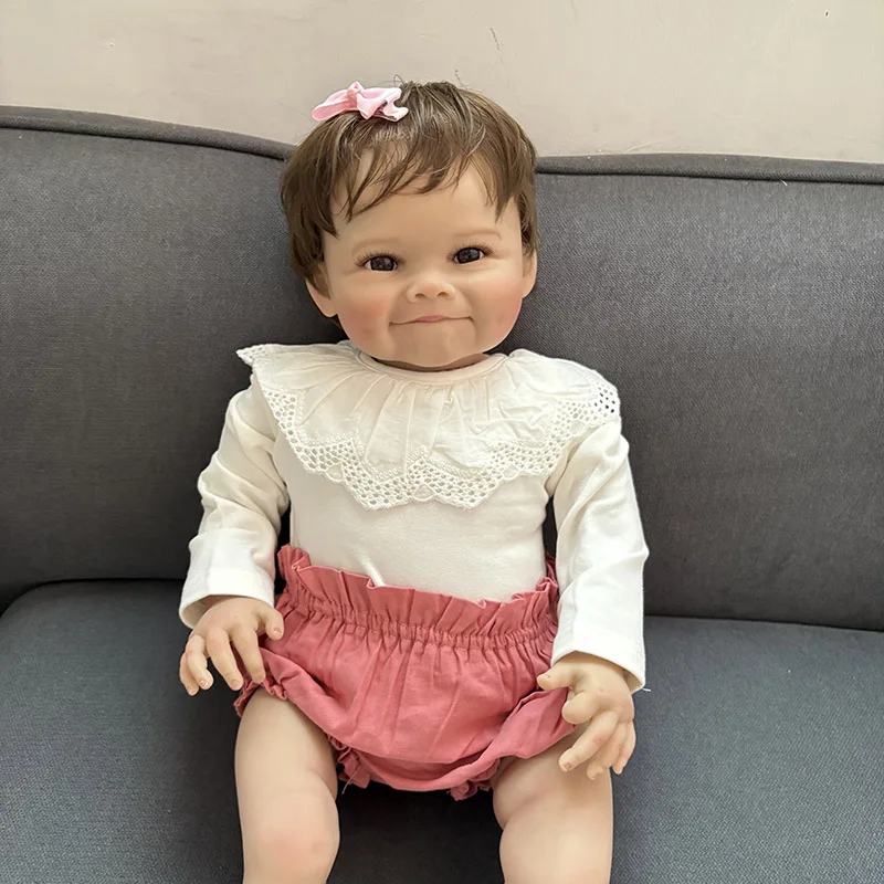 60CM 완성된 리본 베이비돌 라야 사랑스러운 유아 여아 소프트 바디 컬렉션 아트돌 (가시적인 정맥 포함) 보네카스 리본