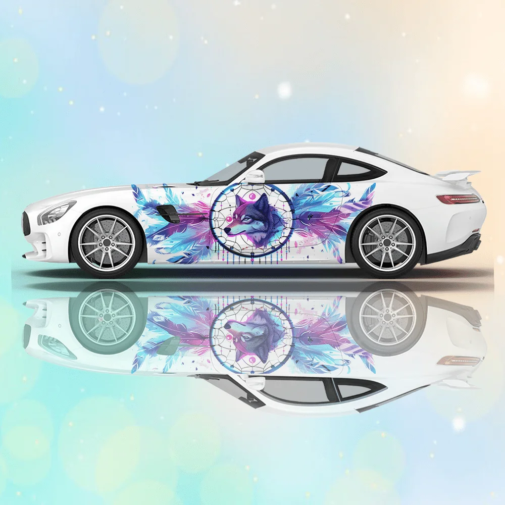 

Прохладный волк Ловец снов автомобильные виниловые наклейки самоклеящаяся наклейка из ПВХ подходит для грузовиков внедорожник украшения автоаксессуары подарок