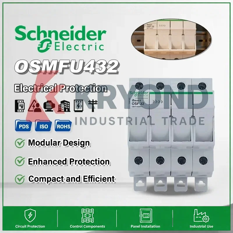 Schneider OSMFU132/232 Fuse Holder 1/2/3/4P Rail Mount Base for Fuse Cartridge High Quality and Durable Fuse Protection