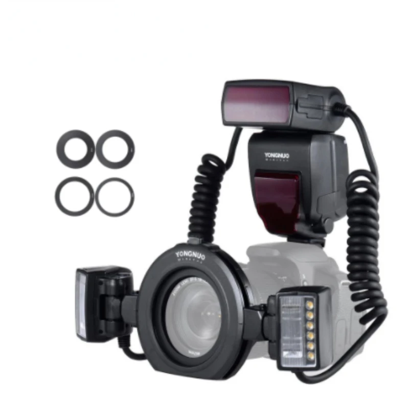 YN24 EX E-TTL Twin Lite Macro Ring Flash Speedlite for Canon Cameras with Dual Flash Head 4pcs Adapter Rings