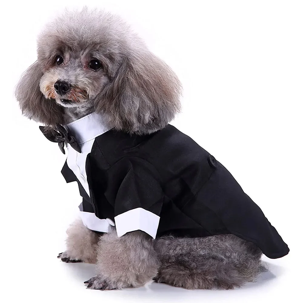 

Dog Tuxedo Formal Dog Clothes Shirt Costume Wedding Attire Party Bow Tie Suit for Dogs Cat Outfit Birthday Christmas Pet Costume