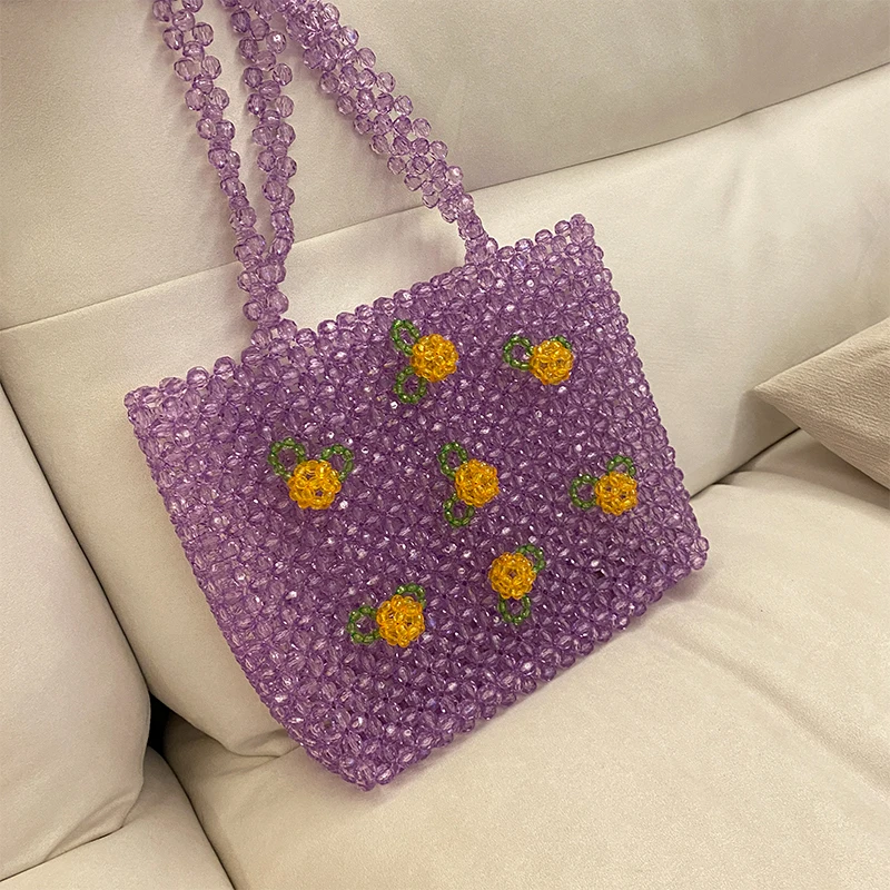 Large Capacity Beaded Bag Top-Handle Portable Holiday Gifts Party Purses Acrylic Women Evening Customizable Handmade Wholesale