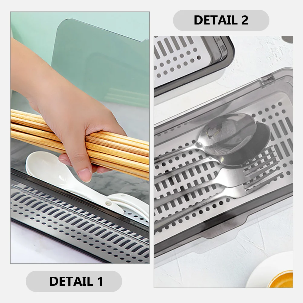

2pcs Chopstick Storage Box Pp Material Large Capacity Utensil Basket Kitchen Drawer Organizer Stackable Cutlery Holder Drainage