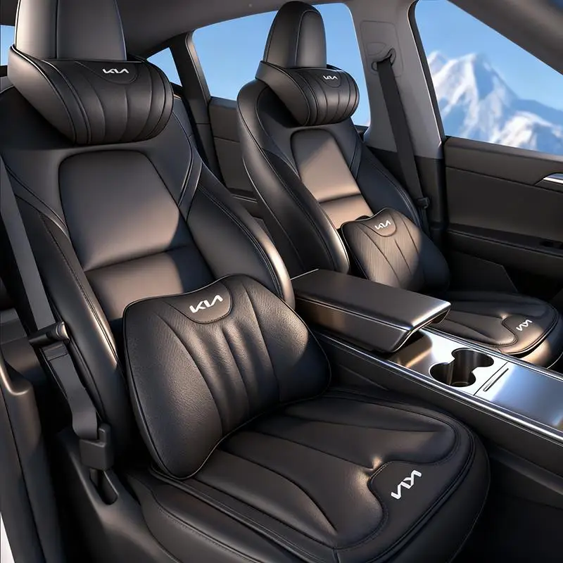 Almohada de soporte Lumbar para el cuello para coche, cojín con Logo de espuma viscoelástica para KIA EV6 Stinger RIO Sorento Picanto Ceed Borrego Syros K4 K5 K8 K9