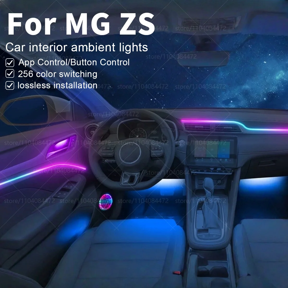 

22in1 RGB Car Interior Acrylic Car Ambient Lights RGB Hidden Acrylic Strip Decoration Atmosphere Accessories For MG ZS SSA