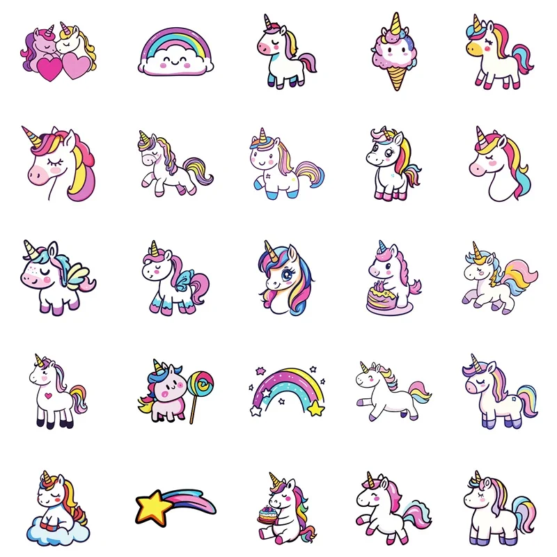 10/30/50PCS Kawaii Love Unicorn PVC Sticker Aesthetic DIY Korean Decoration Scrapbooking Hand Accounting Supplies for Kids