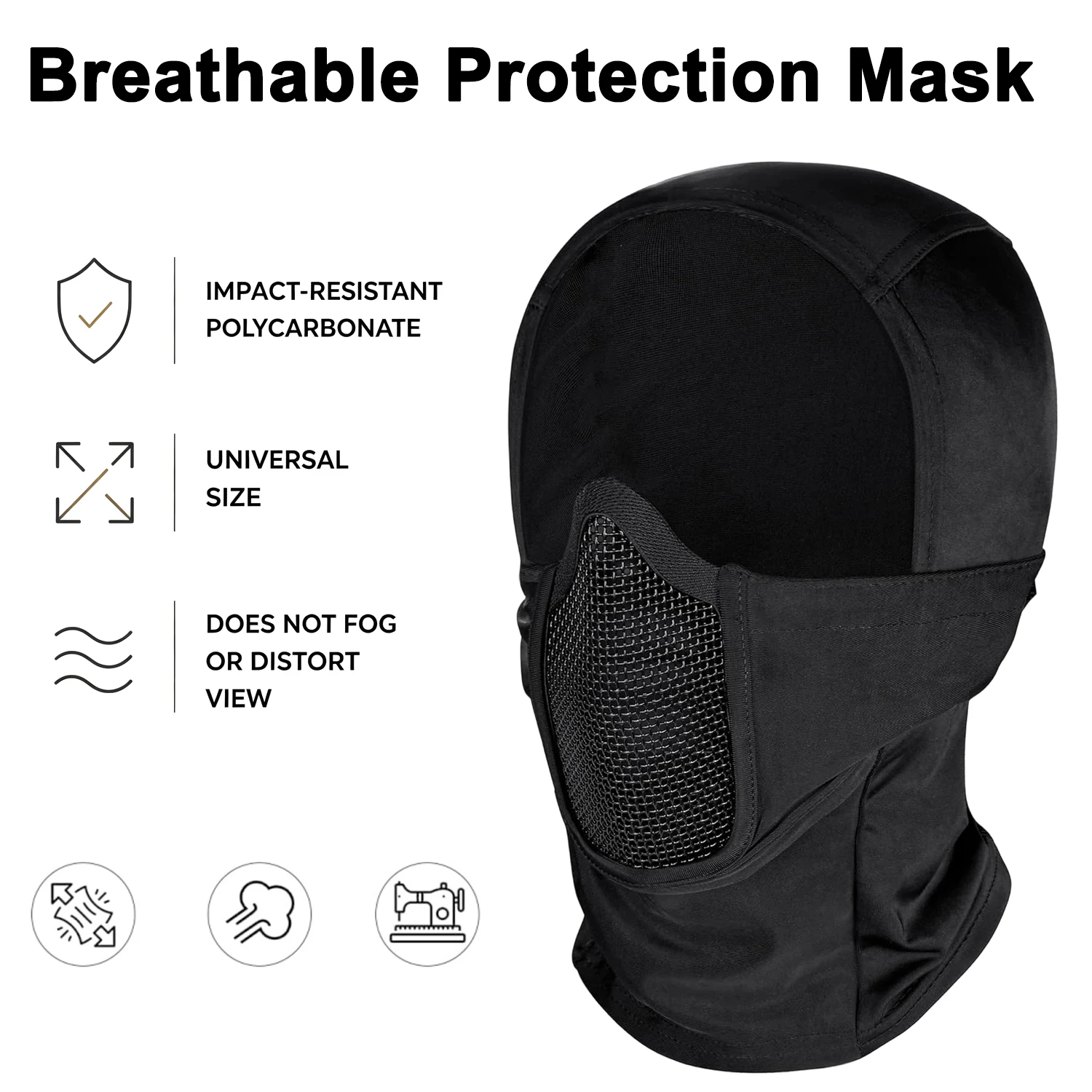 Outdoor Steel Mesh Mask Hood Skullies Hat Tactical Hunting Protective Headgear Men Women Full Face Mask for Helmet Cycling Hats