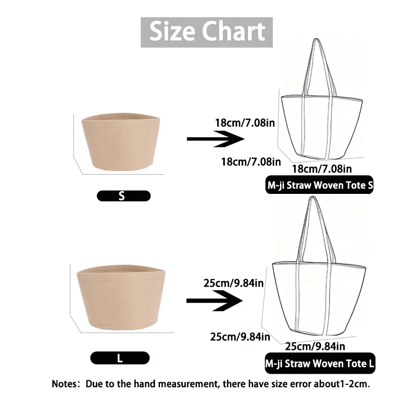 EverToner Felt Insert Organizer For M-ji Straw Woven Tote Bag Makeup Inner Pouch Fit Luxury Handbags Accesories for Women