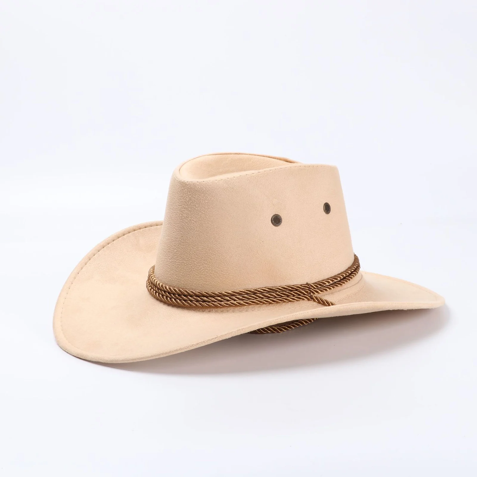 Wide Brim Cowboy Hat Classic Western Hats With Adjustable Neck Draw String Vintage Cattleman Hat For Dress-up Parties Costume