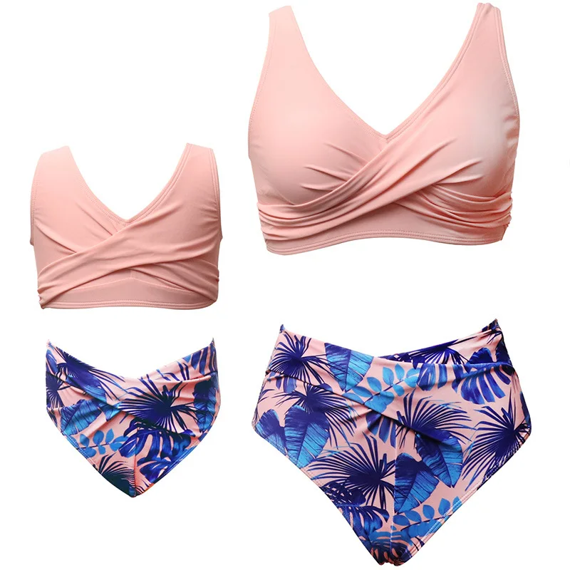 New Family Matching Swimsuit, Women's and Girls Two Pieces Swimwear Mother and Daughter Bikini Set