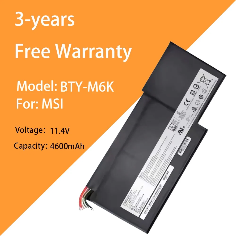 

Аккумулятор для ноутбука 11,4 В, 4600 мАч BTY-M6K для MSI GF63 GF75 MS-16W1/16R1/16K4 MS-17F1