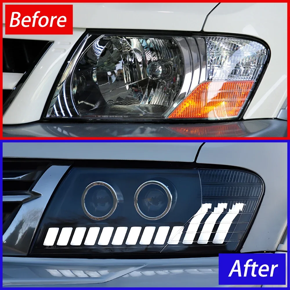 Car Front Lamps For Mitsubishi Pajero V73 2004-2014 LED Auto Headlights Assembly Upgrade Audi Style 2 Projector Lens Accessories