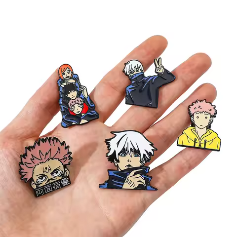 5 Pcs Anime Funny Brooch Creativity Itadori Yuji Enamel Pin Metal Badge Jewelry Clothing Backpack Accessories Gift for Friends