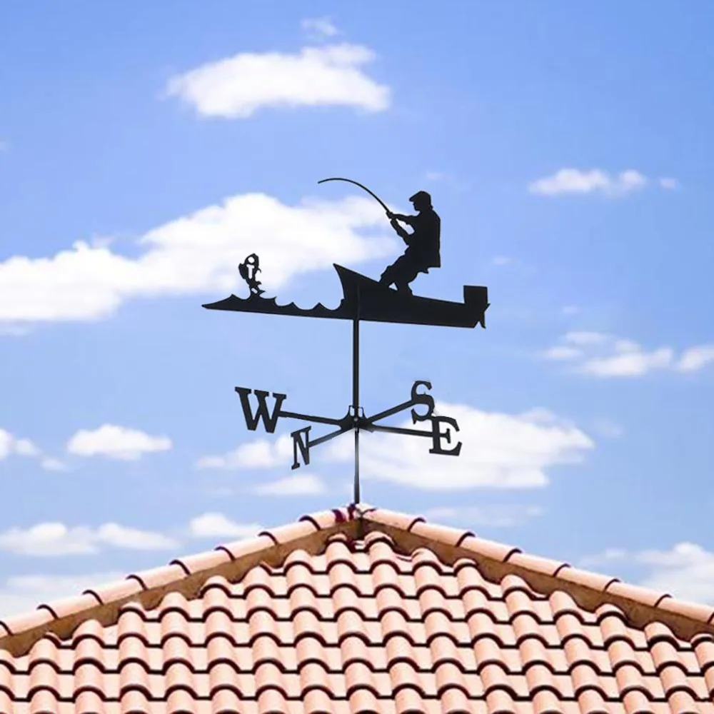 Metal Construction Weather Vane Durable Finish Wrought Iron Garden Stake Decoration Professional Measuring Tool Sea Rover Design