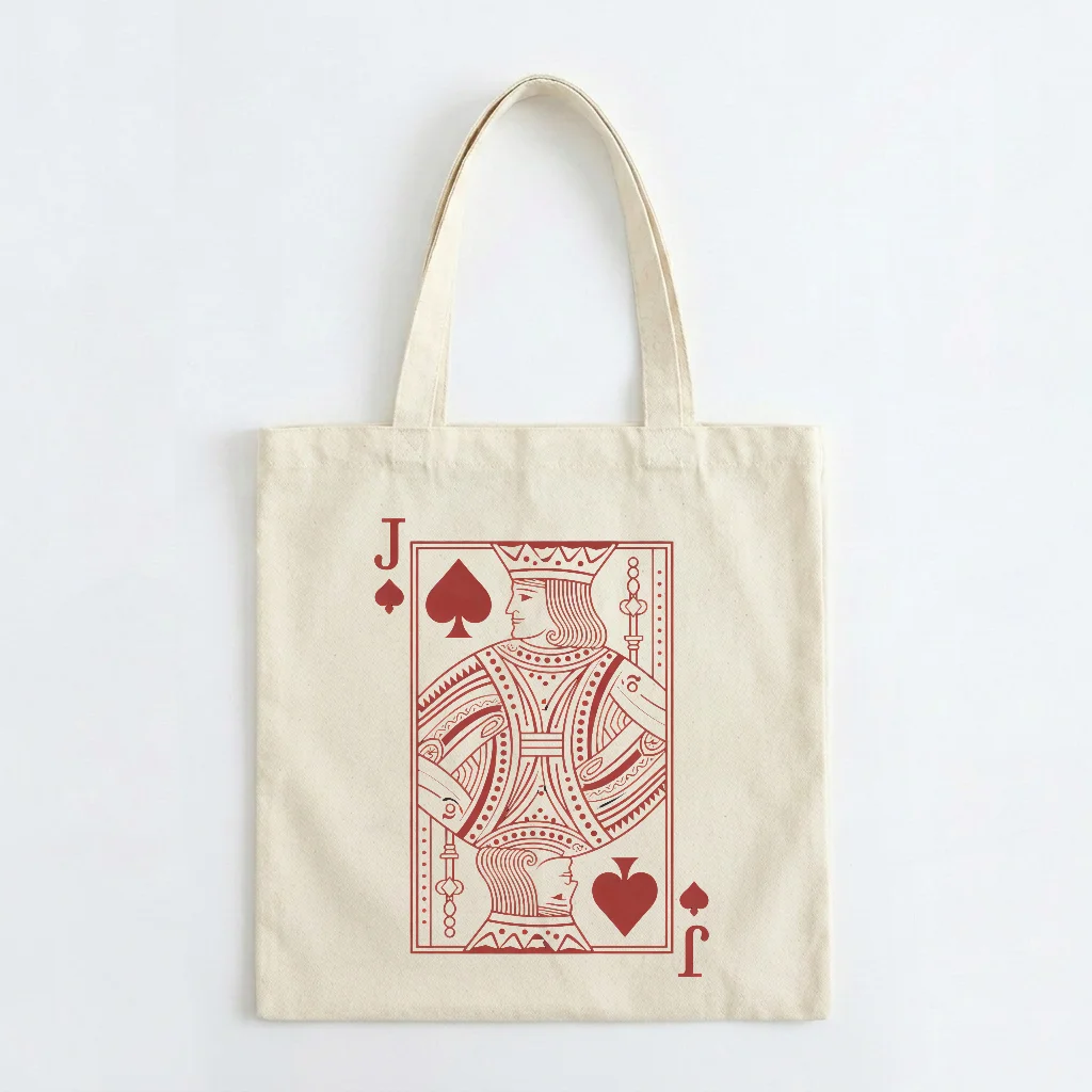 JQK Knight Queen King Printed Shoulder Bag Shopping Picnic Go to Library Large Capacity Storage Tote Bag, Shopping Bag