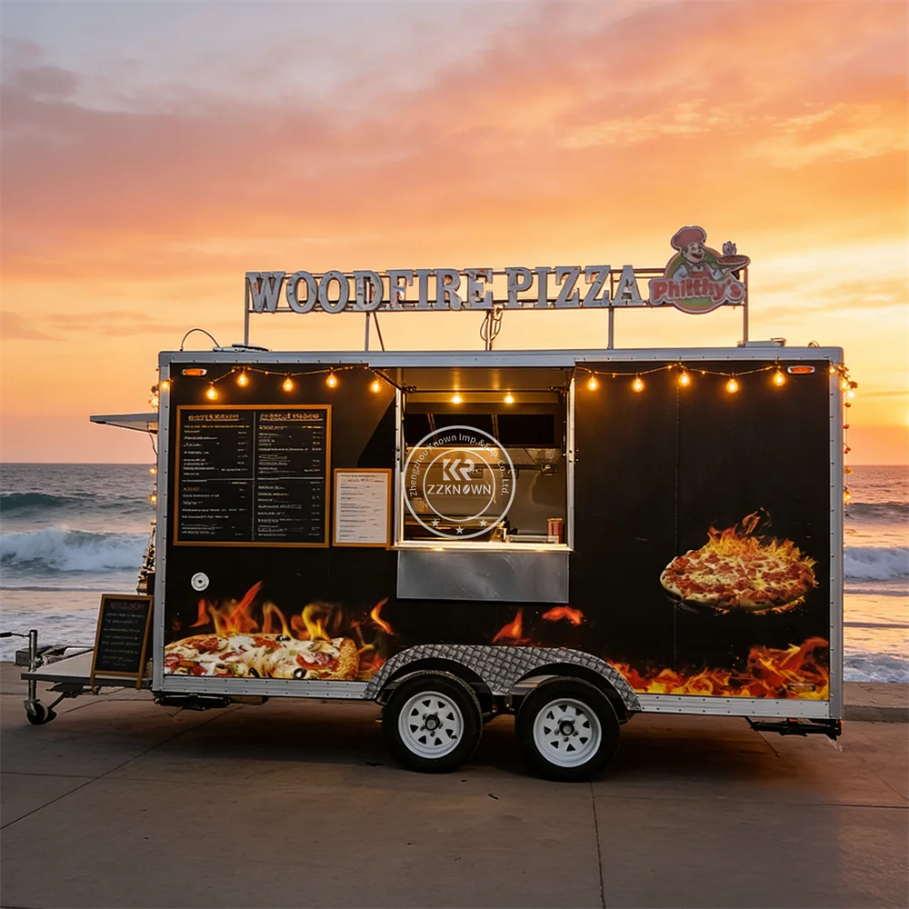 

Pizza Oven Food Truck Commercial Snack Business Coffee Van Catering Cart Hamburger Hot Dog Food Trailer Fully Equipped