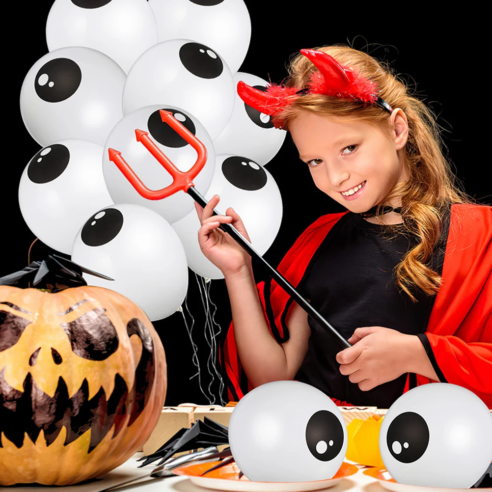

100pcs Halloween Eyeball Thick Latex Eye Balloons White Party Decorations For Halloween Balloon Arch Kit Decorative Balloons