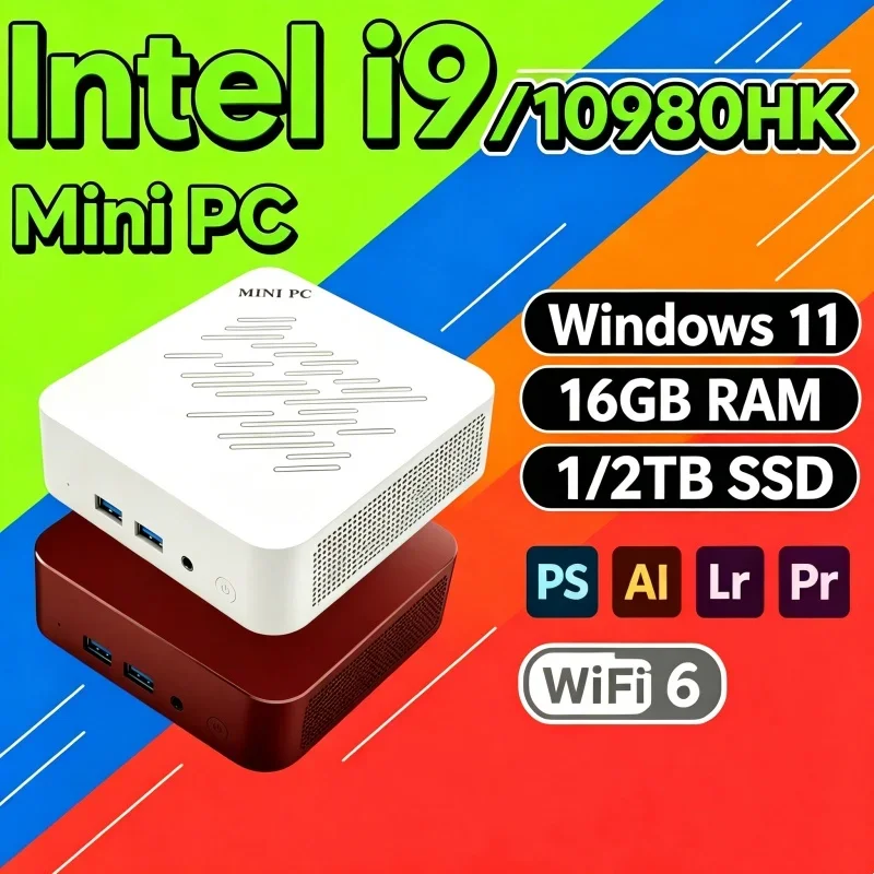 2026 Intel Core I9 10980HK Optimal Mini PC 16GB RAM 1TB SSD Windows 11 4K Pure Gaming PC Commercial Use WIFI 6 BT5.2