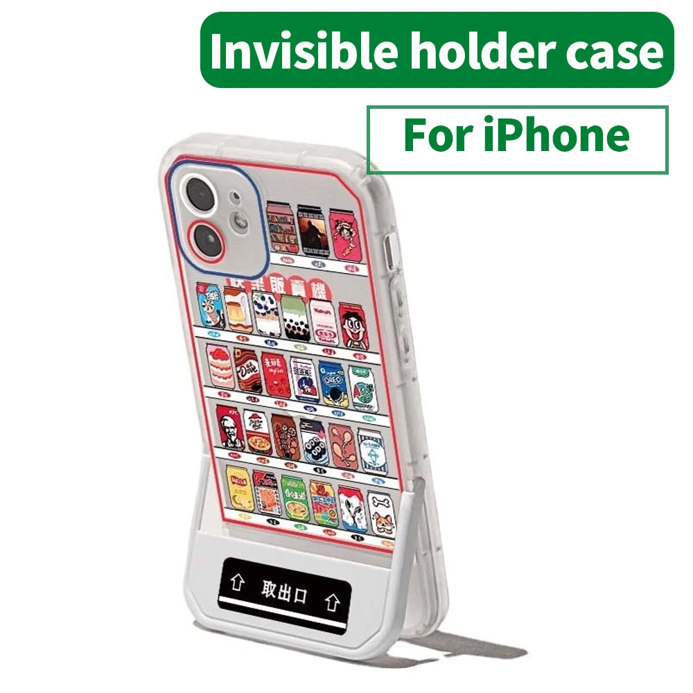 Invisible holder phone case For iPhone 14 13 12 11 Pro Max Drop Proof  Apple XR XS Drink Full Bag Protective Cover with Stand