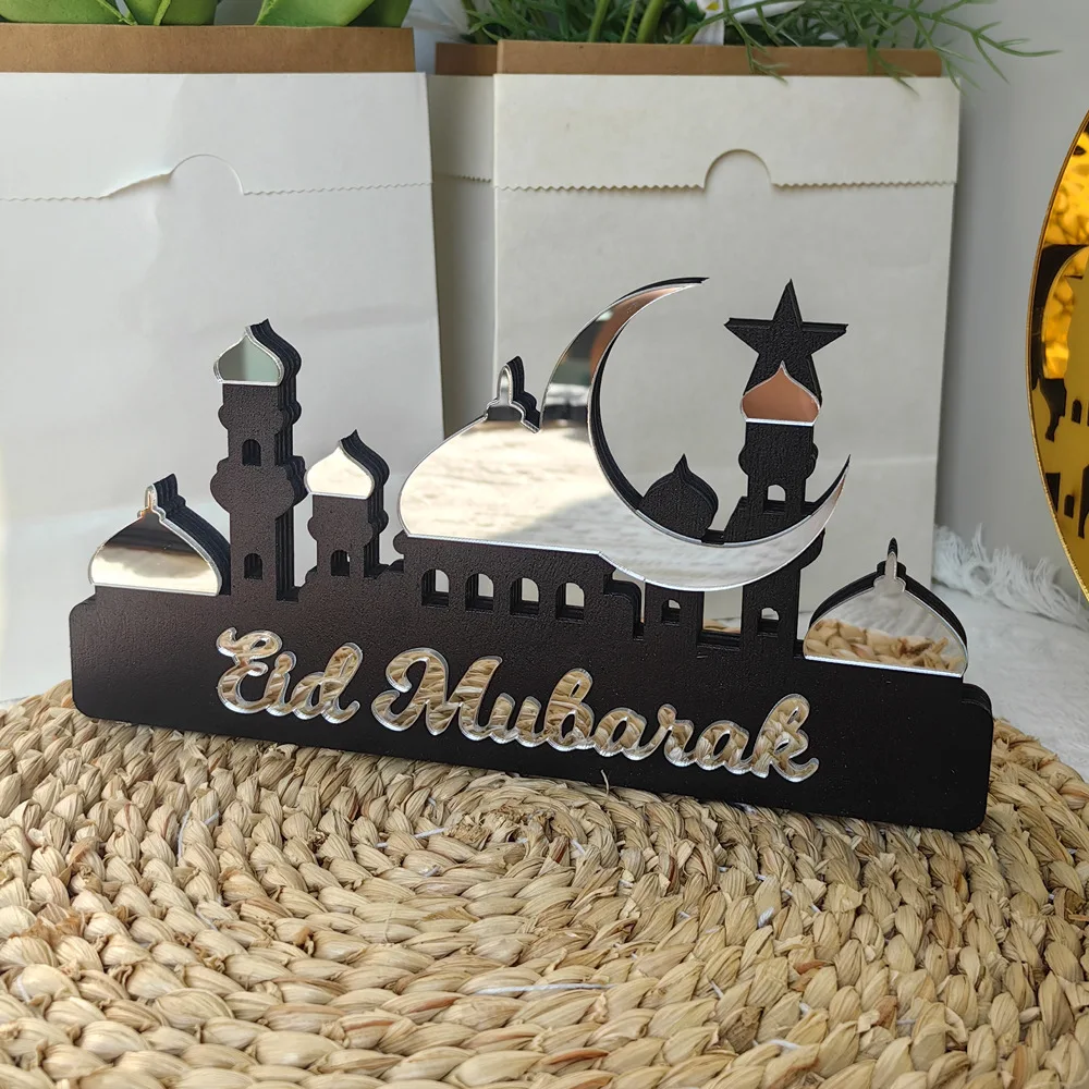 Ramadan Kareem Houten Ornament Zilver Goud Acryl Moskee Tafeldecoratie Eid Mubarak Levert Islamitische Moslim Partij Gunst