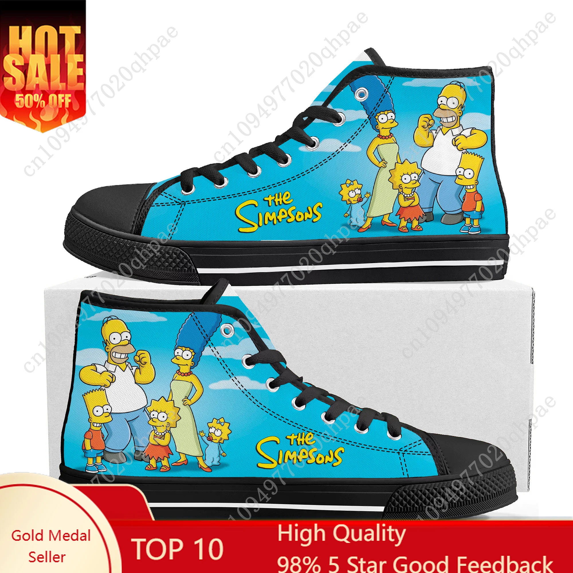 

S-Simpsonss High Top Sneakers Mens Womens Teenager High Quality Canvas Sneaker 3D Print Casual Couple Shoes Personalized Shoe