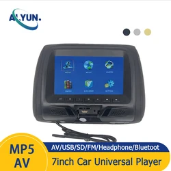 Universal Car Headrest Monitor 7inch LCD Screen Rear Seat Pillow For MP4 MP5 DVD Player Support AV/USB/SD/FM/Headphone/Bluetooth