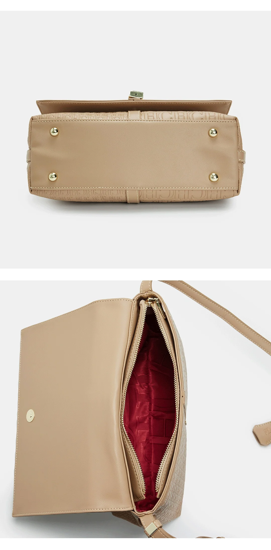 CH Damen Vintage Schultertasche, bedruckte Umhängetasche, modische Handtasche aus PU-Leder, lässige Umhängetasche für Damen, kleine Umhängetasche mit Klappe. – Detail 5