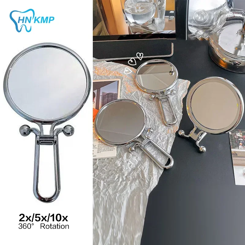Portable Foldable Mirror Double-Sided 2x/5x/10x Magnification 360° Rotation Handheld Table Standing Makeup Tool