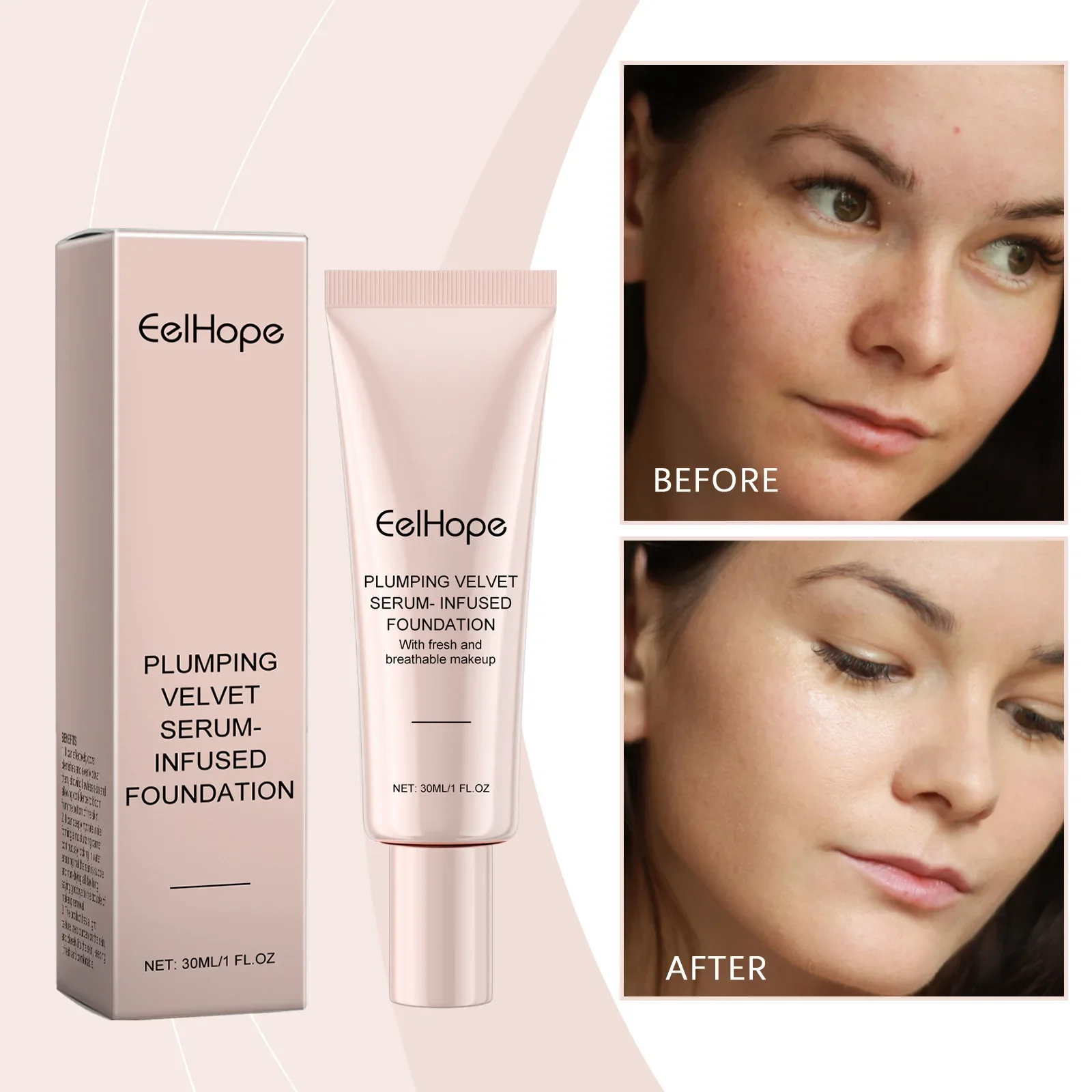 30ml Liquid Foundation Skin Moisturizing Concealer Isolation Coverage Whitening Cream Long Lasting Waterproof Brightening Makeup