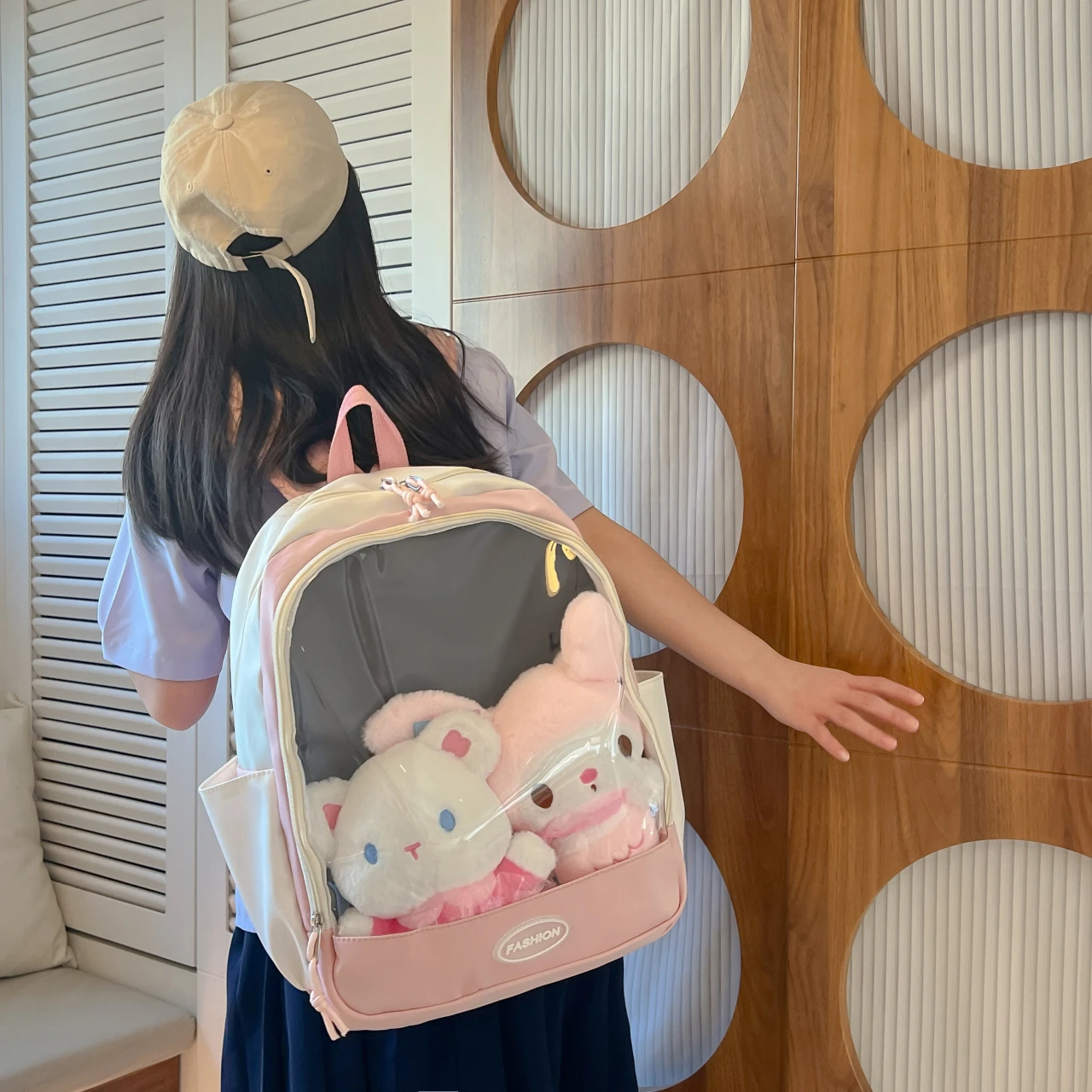 

Japanese Girls Cute and Sweet Backpack Hot and Transparent Large Capacity Doll Backpack Y2K Harajuku Pain Bag Student backpack