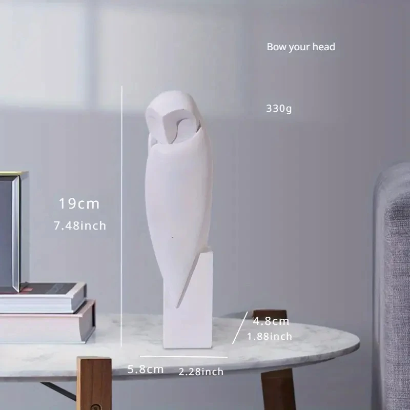 Minimalistische Eulenstatue, Skulptur, Tier, dekorative Figuren, Heimdekoration für Bücherregal, Zuhause, Wohnzimmer, Büro, Schrankdekoration – Detail 7